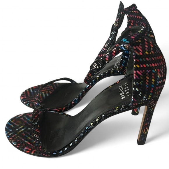 Stuart Weitzman 4” Heels Multicolor Suede Open Toe Iconic Nudist Ankle Strap 6.5 - Picture 3 of 11